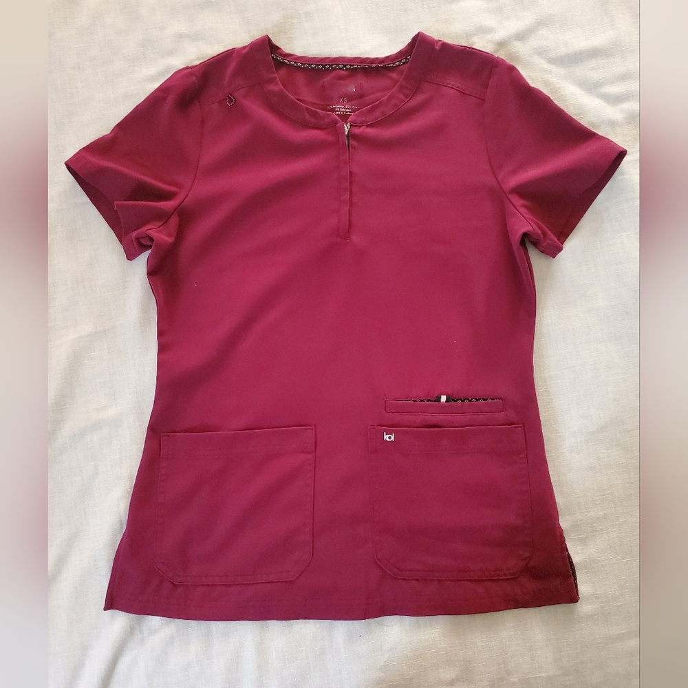 Koi Wine Scrub Top